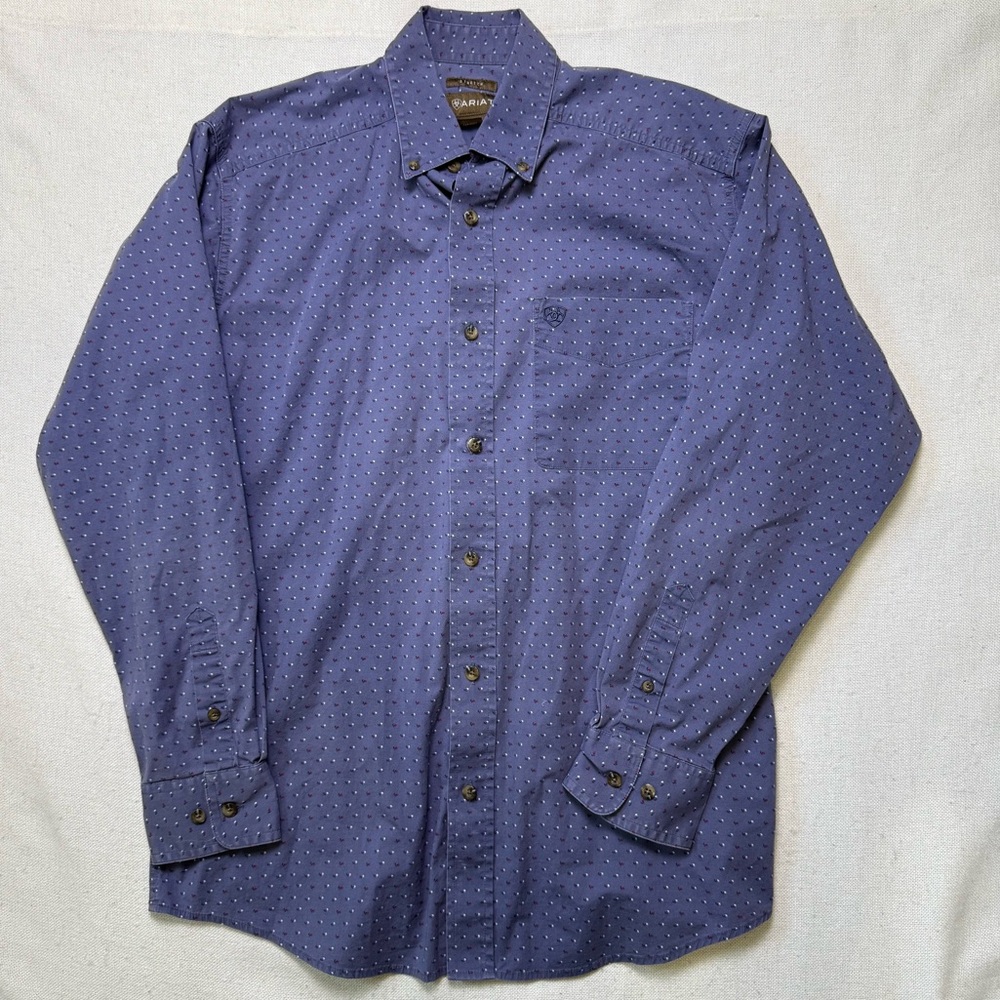 Ariat Stretch Floral Print Long Sleeve Button Down Shirt Purple Size Medium